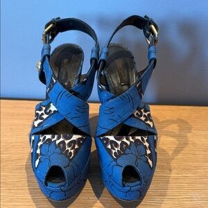 Louis Vuitton Blue and Black Patterned Platform Shoes